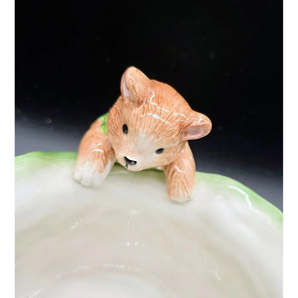 2003 Fitz & Floyd Christmas Sandy Tidbit Dish Candy Bowl Bear‎ Rabbit 9